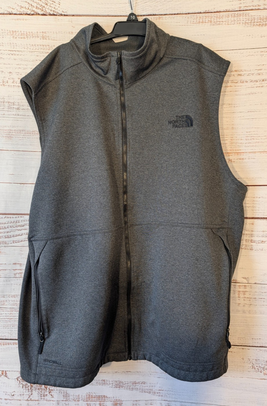 The North Face WindWall Vest Mens XL Gray Full Zip Softshell Sleeveless Jacket